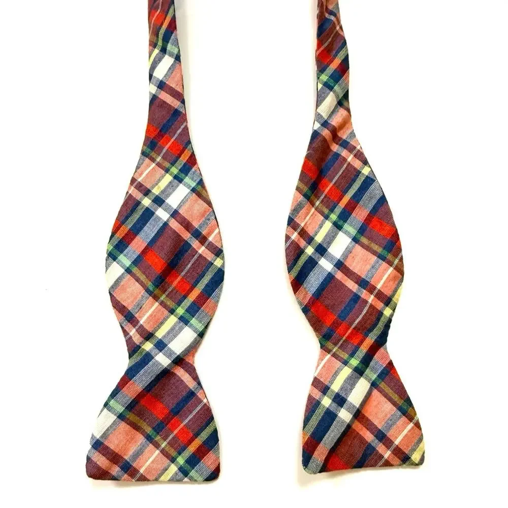 R. Hanauer Plaid Silk Cotton Bow Tie